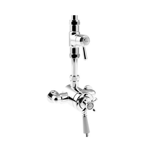 Bristan 1901 Exposed Concentric Chrome Shower Valve with Diverter and Rigid Riser Kit N2 CSHXDIV C